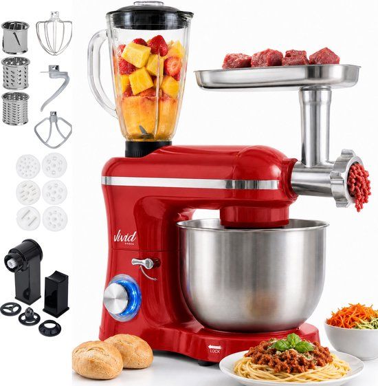 Vivid Green ProMix Keukenmachine Multifunctioneel - 2000W - Rood