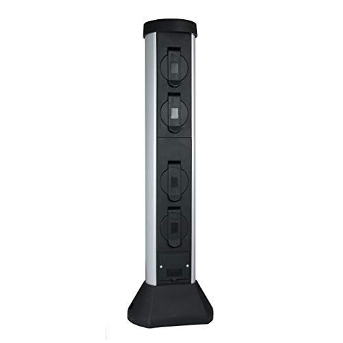 SilverCraft Tuinstopcontact H57cm - Zwart - 2m Kabel - Timer - REV 0068400028