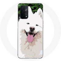 Maniacase Case voor Oppo A74 5G Samojeed witte hond ras