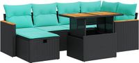 vidaXL - 7-delige Loungeset met kussens - Polyrattan & Acacia - Bruin