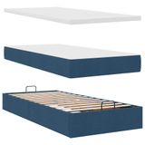 vidaXL Ottoman bed met matras en LED's 90x190cm stof blauw