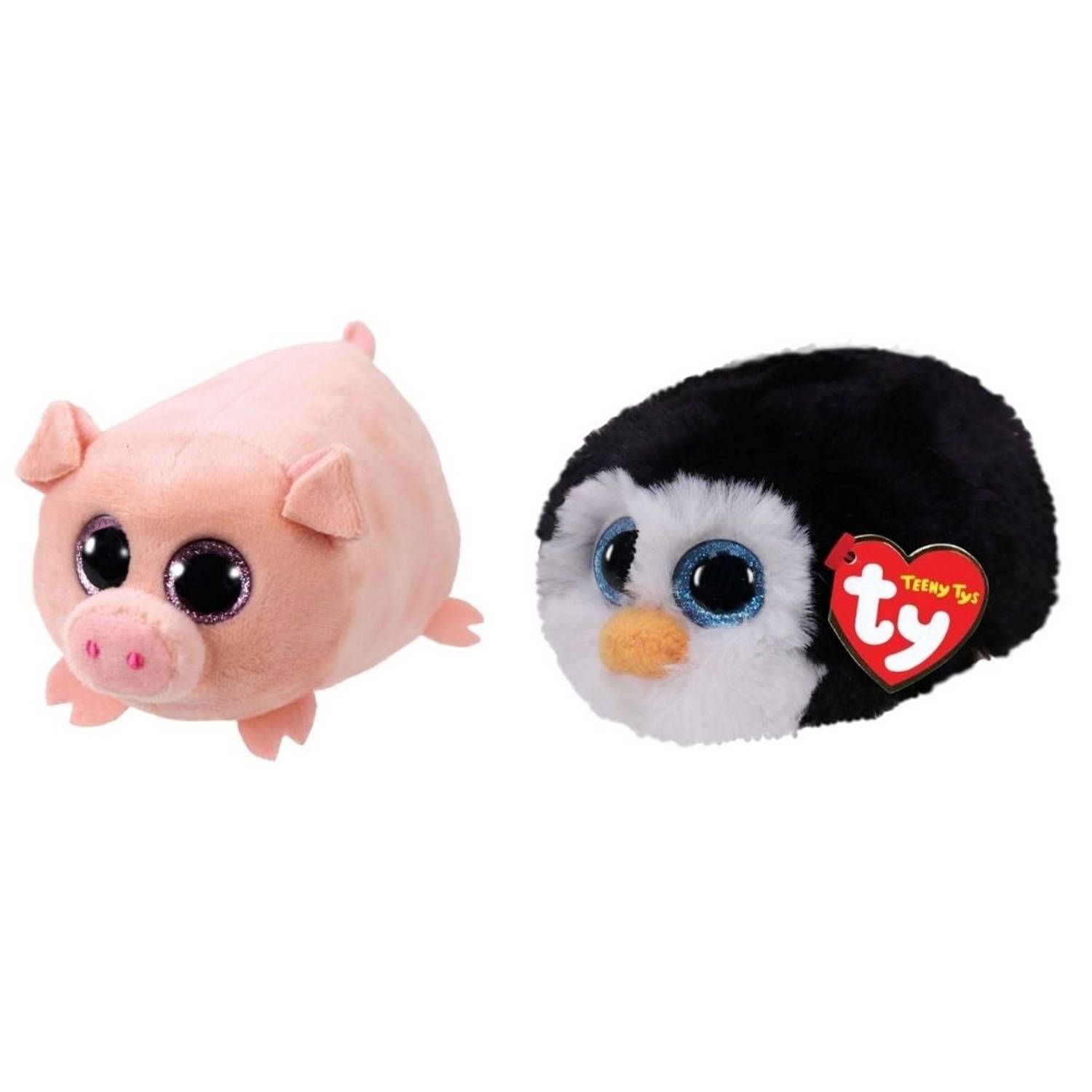 TY - Knuffel - Teeny s - Curly Pig & Waddles Penguin