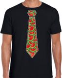 Bellatio Decorations Verkleed T-shirt voor heren - meloen stropdas - zwart - thema / foute party L