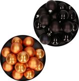 Kaemingk B.V. Décoration de Noël boules de Noël en plastique mélange de couleurs noir/cognac brun 4 et 6 cm paquet de 80x pièces