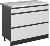 Vicco Keukenonderkast R-Line, Wit/Antraciet, 100 cm marmer werkblad