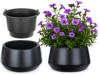 KADAX Bloempot met binnenpot, plastic sierpot vorstbestendig voor bloemen en planten, staand antraciet 39x23cm