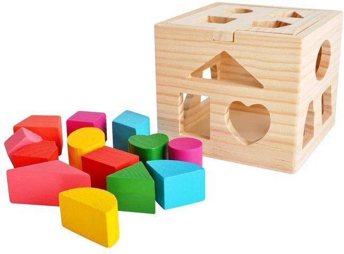 kruzzel Houten vormenstoof - leren spelen voor kinderen - puzzel - 14 x 14 x 12 cm