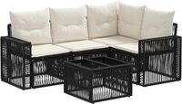 vidaXL Tuinbank Set Zwart en Crèmewit Polyrattan