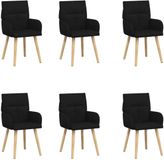 vidaXL Eetstoelen 6 stuks Stof Zwart 60 x 56 x 93 cm