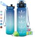 Unyqoos® Bleu et vert 0,50 l bouteille avec marqueur de temps et filtre