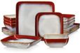 Opal assiettes – 16 pièces – Céramique – Rouge – 4 personnes