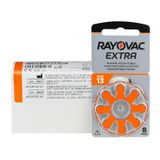 RAYOVAC extra batterijen voor gehoorapparaten, type 13, PR48, kleurcode oranje, 1,45 volt, 80 stuks (10 x 8 batterijen)