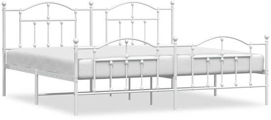 vidaXL Bedframe met hoofd- en voeteneinde Metaal Wit 193x203 cm
