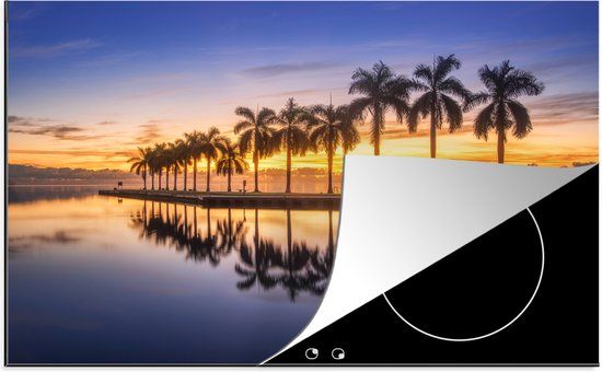 KitchenYeah® Inductie beschermer 77x51 cm - Rij van palmbomen - Inductiebeschermer