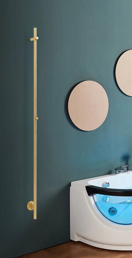 Rosani ONE Elektrische Handdoekradiator 170cm hoog - 30Watt - geborsteld messing