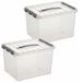 Sunware 2x Q-Line Storage Box - 22 Liter - 40 x 30 x 26 cm - Plastic - Transparent/Silver