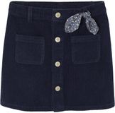 Vertbaudet Fluwelen rok met knopen met sierstrik marineblauw