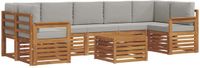 vidaXL Bank loungeset 7 zitplaatsen Acacia hout Naturel en lichtgrijs