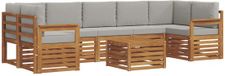 vidaXL Bank loungeset 7 zitplaatsen Acacia hout Naturel en lichtgrijs