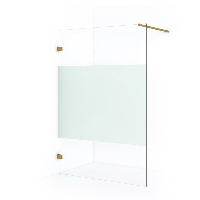 Maxaro Inloopdouche Diamond 140cm 8mm Helder Veiligheidsglas met Matte Strook Goud