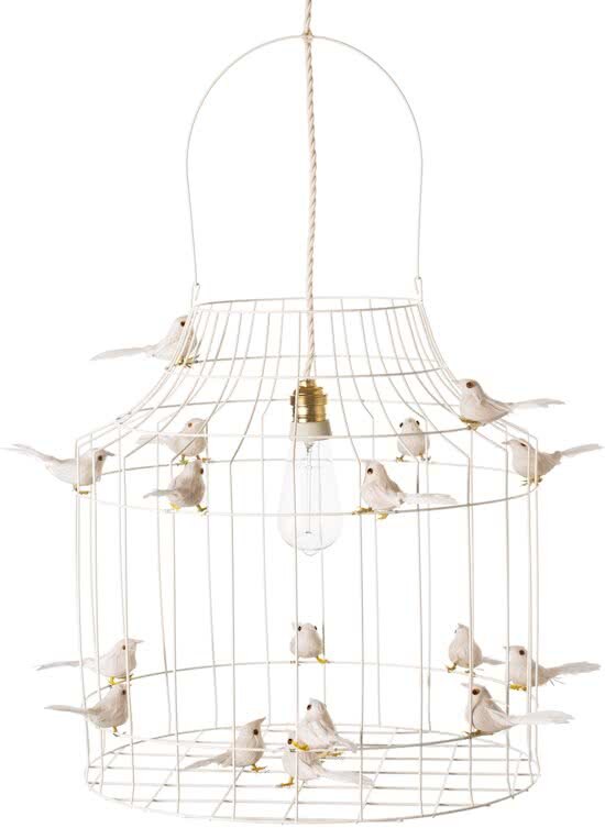 Dutch Dilight hanglamp wit met witte vogeltjes nÃ©t echt