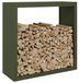 Rangement à bois - Rangement pour bois de chauffage - Acier - 100x40x100 cm - Rangement à bois robuste pour intérieur et extérieur - Vert olive