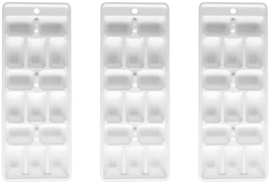 Fackelmann Set van 3 ijsblokjesbakjes Wit Plastic