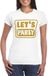 Bellatio Decorations Verkleed shirt voor dames - lets party - wit - glitter - carnaval/themafeest XL