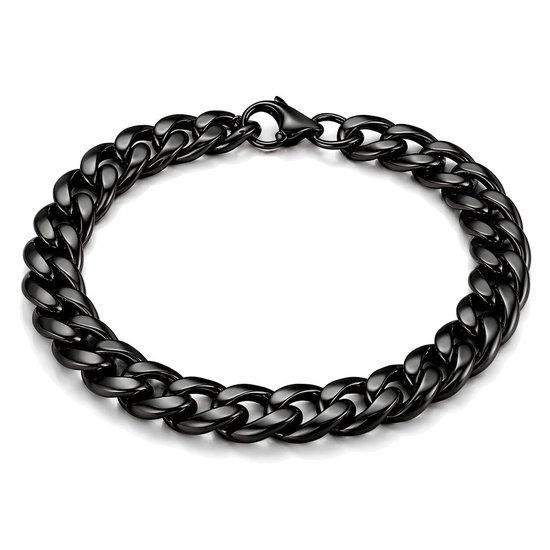 LGT JWLS Stalen heren armband Gourmet schakel Zwart 7mm-19cm