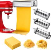 MMOBIEL Pasta Maker Attachment voor KitchenAid Staande Mixer 3-delig – Pasta Roller, Spaghetti Cutter & Fettuccine Cutter – Roestvrijstalen Accessoires
