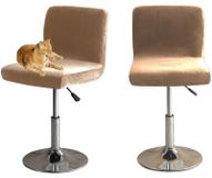 Housses de tabouret de bar avec dossier, 2 pièces en velours élastique