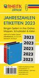 Rheita 799 jaargetal etiketten "2023", 50 stuks, zwart jaargetal "2023" op zilvergrijze grond, in headerzak