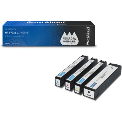 PrintAbout Huismerk HP 970XL (CN625AE) Inktcartridge 4-kleuren Voordeelbundel Hoge capaciteit