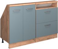 Vicco R-Line Keukenkast voor schuine wand – 120 cm Set van 2 Blauw-grijs/gouden eik