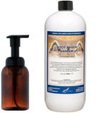 Claudius Cosmetics B.V. Body & Hair Hamam 300 ml - zeepdispenser amber bruin met pomp + 1 liter - 2 in 1 voor lichaam en haar