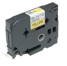 Brother Gloss Laminated Labelling Tape - 12mm, Black/Yellow