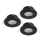 EGLO 3-delige set LED inbouwspots Favazzina | ronde platte metalen spots zwart, incl. GU10 lampen warmwit, Ø 8,5 cm