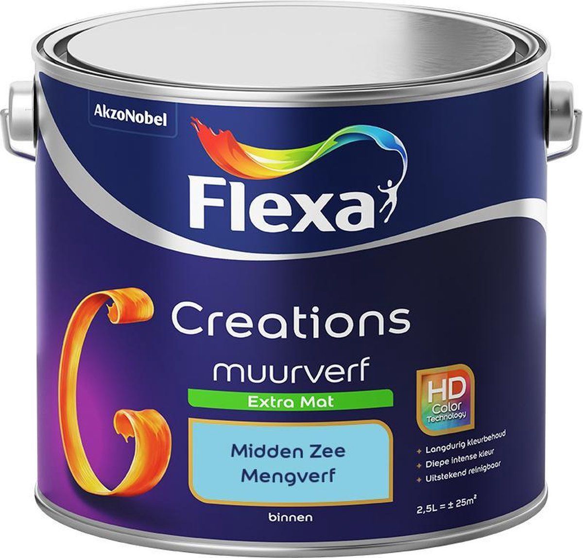 FLEXA Creations Muurverf - Extra Mat - Midden Zee - 2,5 liter
