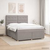vidaXL Boxspringbed met matras, taupekleurig, 140 x 200 cm, met stoffen bekleding