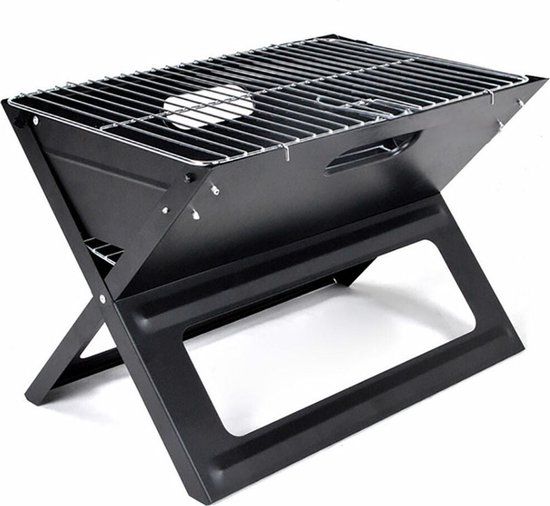 NO DISPONIBLE Folding Portable Charcoal Barbecue - X-shaped - 45 x 30 x 35 cm - Black