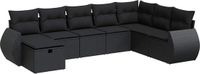 vidaXL 8-delige loungeset met kussens, polyrattan, zwart