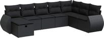 vidaXL 8-delige loungeset met kussens, polyrattan, zwart