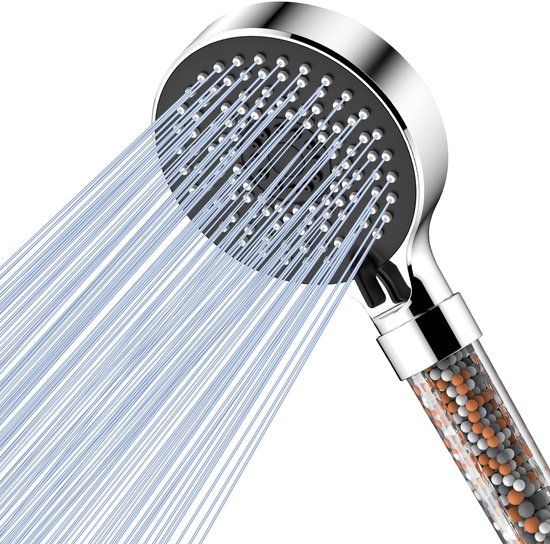 Magichome Waterbesparende Douchekop, Handdouche Filter Mineraalstenen en 5 Straalsoorten, Waterbesparende en Drukverhogende Douchekop met 3-laagse Filtratie en extra stenen