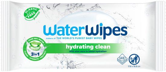WaterWipes Hydrating Clean Billendoekjes – 1 Pack – 60 Babydoekjes met Aloe Vera