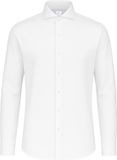 Vercate Strijkvrij Overhemd Japanese Knitted Piqué Katoen Wit Slim Fit Lange Mouw Heren Maat 44/XL