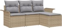 vidaXL Bankstel 4-delig 4 zitplaatsen Beige polyrotan