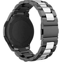 Armband SZSMART Roestvrijstalen, aanpasbaar, zwart en zilver voor Ticwatch Pro 3 Gps