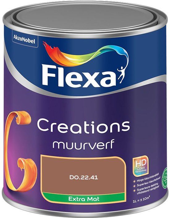 FLEXA Creations Muurverf - Extra Mat - Mengkleuren Collectie - D0.22.41 - 1 liter - 8711113190251