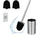 Merkloos Relaxdays wc-borstel met houder - hangend - plakstrip - 2 reserve borstelkoppen - zilver
