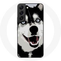 Maniacase Etui voor Samsung Galaxy S22 Siberische Husky met blauwe ogen